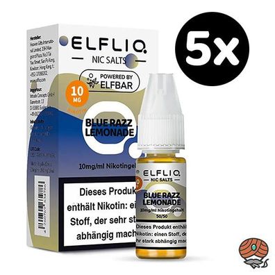 ELFLIQ by ELFBAR Blue Razz Lemonade, * 10mg/ml* Nikotinsalz, Liquid 5x 10ml