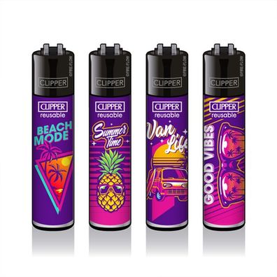 Clipper Reibrad Feuerzeuge Summer #1, 4 Stück