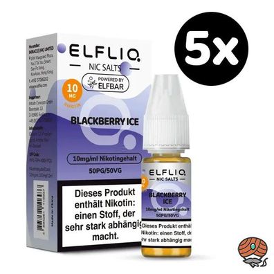 ELFLIQ by ELFBAR Blackberry Ice * 10mg/ml* Nikotinsalz, Liquid 5x 10ml