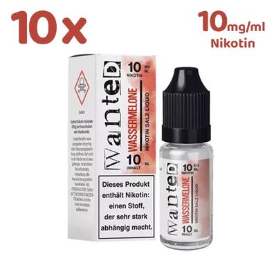 Wanted Overdosed Wassermelone * 10mg/ml* Nikotinsalz, Liquid 10x 10ml