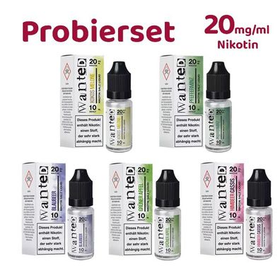 Wanted Overdosed Probierset #1 * 20mg/ml* Nikotinsalz, Liquid 5x 10ml