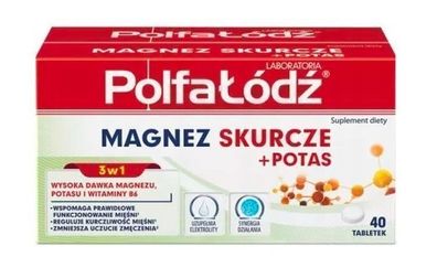 Magnez gegen Kraempfe + Kalium, 40 Tabletten - PolfaLodz Nahrungsergaenzungsmittel
