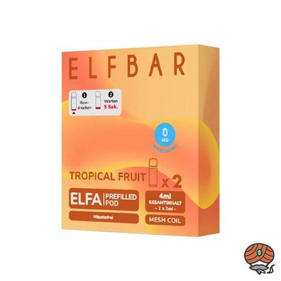 ELFBAR ELFA POD Tropical Fruit 0mg/ml Nikotin à 2 Pods, nikotinfrei