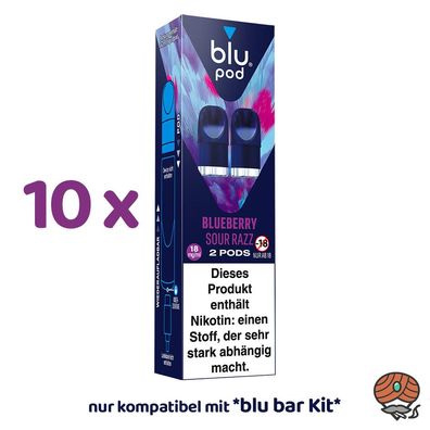 blu pod Blueberry SOUR RAZZ 18mg/ml Nikotin 10x 2 Liquidpods für blu bar Kit