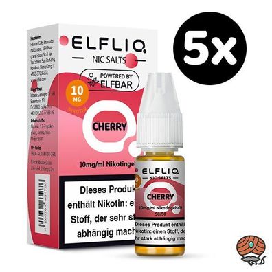 ELFLIQ by ELFBAR Cherry * 10mg/ml* Nikotinsalz, Liquid 5x 10ml