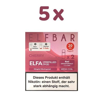 ELFBAR ELFA POD Cherry (Candy) 20mg/ml Nikotin 5x 2 Pods