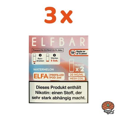 ELFBAR ELFA POD Watermelon 20mg/ml Nikotin 3x 2 Pods