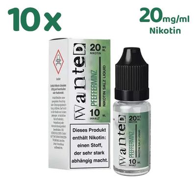 Wanted Overdosed Pfefferminz * 20mg/ml* Nikotinsalz, Liquid 10x 10ml