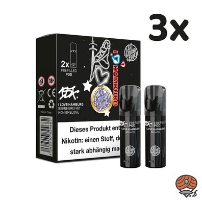 187 Strassenbande Pod I LOVE Hamburg 20mg/ml Nikotin, 3x * 2 PODS*