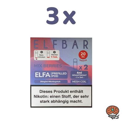 ELFBAR ELFA POD Mix Berries 20mg/ml Nikotin 3x 2 Pods
