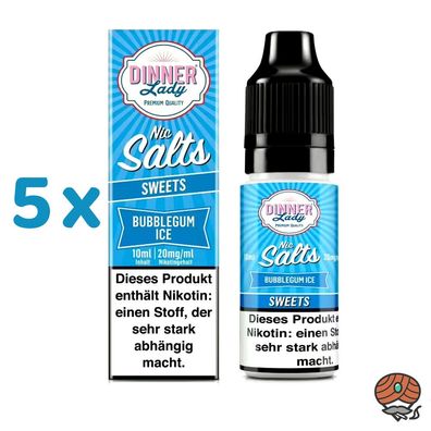 Dinner Lady Bubblegum Ice Nikotinsalz 20mg/ml Nikotin, 50/50 Liquid 5x 10ml