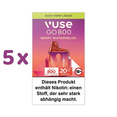 Vuse GO BOX E-Shisha BERRY Watermelon 5x 20mg Nikotin, max. 800 Züge, Einweg-E-Zig
