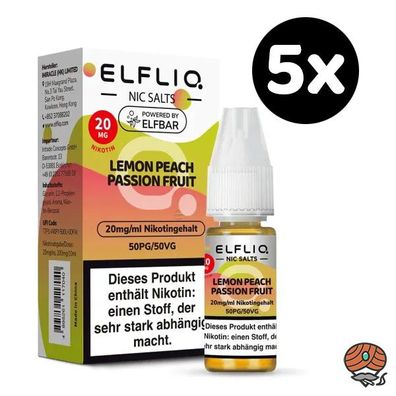 ELFLIQ by ELFBAR Lemon Peach Passion Fruit * 20mg/ml* Nikotinsalz, Liquid 5x 10ml