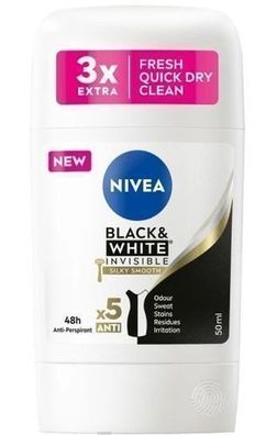 Nivea Invisibles Anti-Transpirant Stick Schwarz-Weiß, 50ml