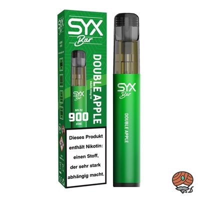 SYX BAR E-Shisha DOUBLE APPLE, 20mg/ml Nikotin, max. 900 Züge, Einweg