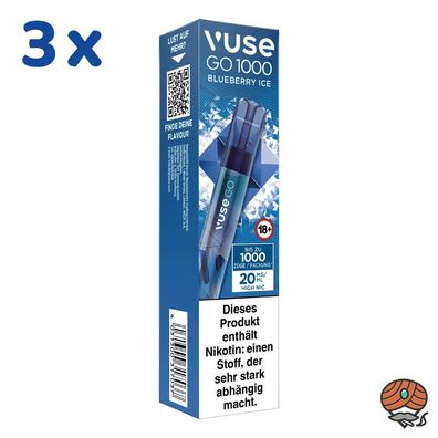 Vuse GO E-Shisha Blueberry ICE, 3 x 20mg Nik., max. 1000 Züge, Einweg-E-Zigarette