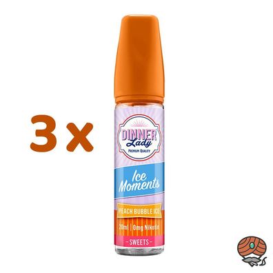 Dinner Lady PEACH BUBBLE ICE Longfill Liquid / Aroma 3x 20ml - Ice Moments