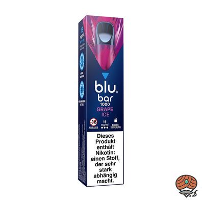 blu bar GRAPE ICE E-Shisha, 18mg Nikotin, Einweg-E-Zigarette, max. 1000 Züge