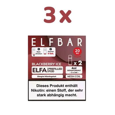 ELFBAR ELFA POD Blackberry Ice 20mg/ml Nikotin 3x 2 Pods