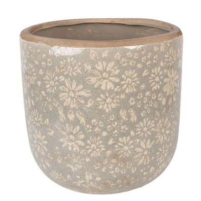 Clayre & Eef Blumentopf Ø 20x19 cm Grau Keramik (Gr. Ø 20x19 cm)