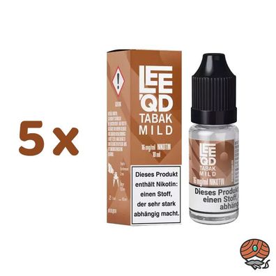 LEEQD Tabak Mild 16mg/ml Nikotin, Liquid 5x 10ml