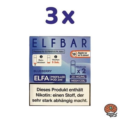ELFBAR ELFA POD Blueberry 20mg/ml Nikotin 3x 2 Pods