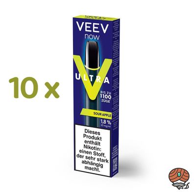 VEEV now ULTRA SOUR APPLE 20mg/ml Nikotin 10x Einweg-E-Zigarette, max. 1100 Züge