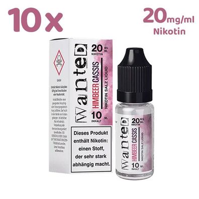 Wanted Overdosed Himbeer CASSIS * 20mg/ml* Nikotinsalz, Liquid 10x 10ml