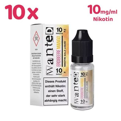 Wanted Overdosed Erdbeere MANGO * 10mg/ml* Nikotinsalz, Liquid 10x 10ml