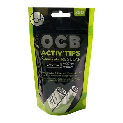 OCB Activ'Tips Premium Regular Aktivkohlefilter Ø 8mm, 50 Stk