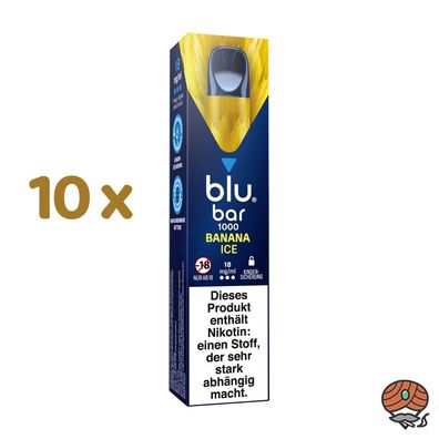 blu bar BANANA ICE E-Shisha, 18mg Nikotin, 10 Einweg-E-Zigaretten max. 1000 Züge