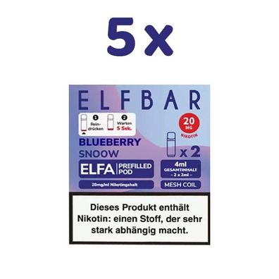 ELFBAR ELFA POD Blueberry Snoow 20mg/ml Nikotin 5x 2 Pods