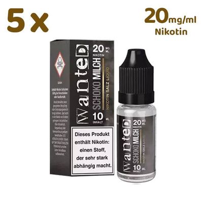 Wanted Overdosed Schokomilch * 20mg/ml* Nikotinsalz, Liquid 5x 10ml