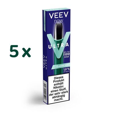 VEEV now ULTRA Classic MINT 20mg/ml Nikotin 5x Einweg-E-Zigarette max. 1100 Züge
