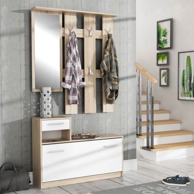 Garderobe Foxy FOXD011-Q36F Wandgarderobe Sonoma Eiche/weiß
