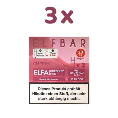 ELFBAR ELFA POD Cherry (Candy) 20mg/ml Nikotin 3x 2 Pods