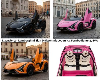 Lamborghini Sian 2-Sitzer Kinder Elektroauto - 24V, Fernbedienung, EVA, Leder