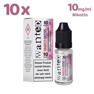 Wanted Overdosed Himbeer CASSIS * 10mg/ml* Nikotinsalz, Liquid 10x 10ml