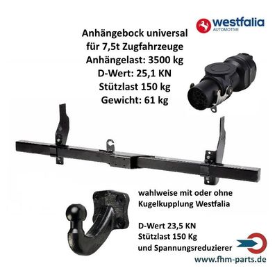 Anhängebock universal Westfalia 313404 mit Unterfahrschutz Anhängelast 3,5t