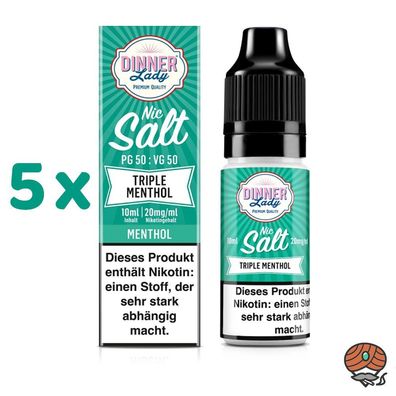 Dinner Lady Triple MenthoI Nikotinsalz 20mg/ml Nikotin, 50/50 Liquid 5x 10ml