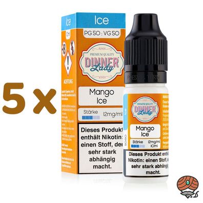 Dinner Lady Mango Ice 12mg/ml Nikotin, 50/50 Liquid 5x 10ml