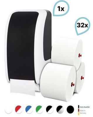 SET: 1x Toilettenpapierspender Doppelrollen Blanc Cosmos verschied. Farben + 32 Toile