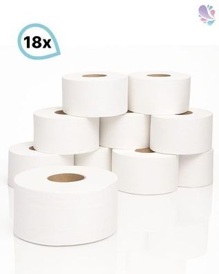 Toilettenpapier Jumborollen mini, 18 Rollen a 130m, 2-lagig, reiner Zellstoff