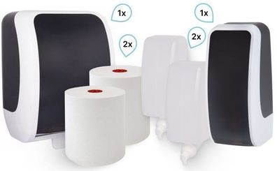 Komplett-set Waschraum Manuell: Handtuchrollenspender Autocut + 2 TAD Handtuchrollen