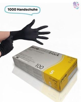 Nitril-Handschuhe puderfrei, schwarz, 1.000 Stk., unsteril, mit Rollrand, hoch-elasti