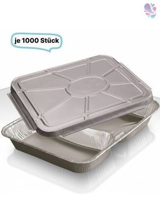 SET: Alu-Schale + Deckel, Menüschale, 760- 930 ml, rechteckig, 1000 Stk, 22,7 x 17,7