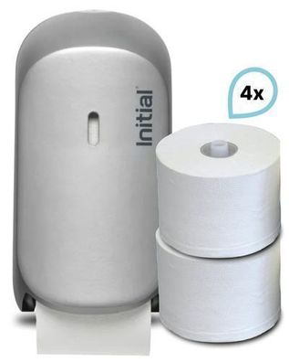 SET: Doppelrollenspender Signature, antibakterielle, Weiß ODER Silber + 4 Rollen Prem