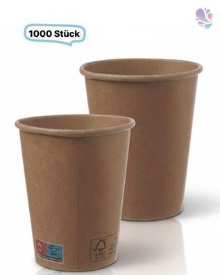Kaffeebecher Natural Braun, 1.000 Stk, aus natürlichem Papier, FSC®-zertifiziert, ver