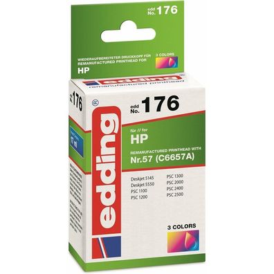 edding EDD-176 color Tintenpatrone ersetzt HP 57 (C6657AE)