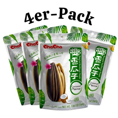 4er-Pack ChaCha Geröstete Sonnenblumenkerne Kokosnussgeschmack 160g